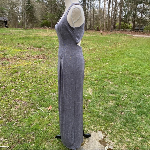 CACHE DRESS MAXI SHEATH SILVER METALLIC SLEEVELESS SEXY CRISSCROSS BACK SIZE 10 - Picture 6 of 12